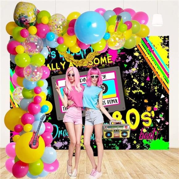 Back to 90S 80S Theme Party Balloons Backdrop Decorations, Party Supplies - Picture 3 of 7